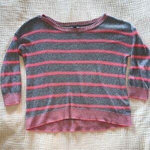 Vintage American Eagle Outfitters Gray and Pink Striped Sweater